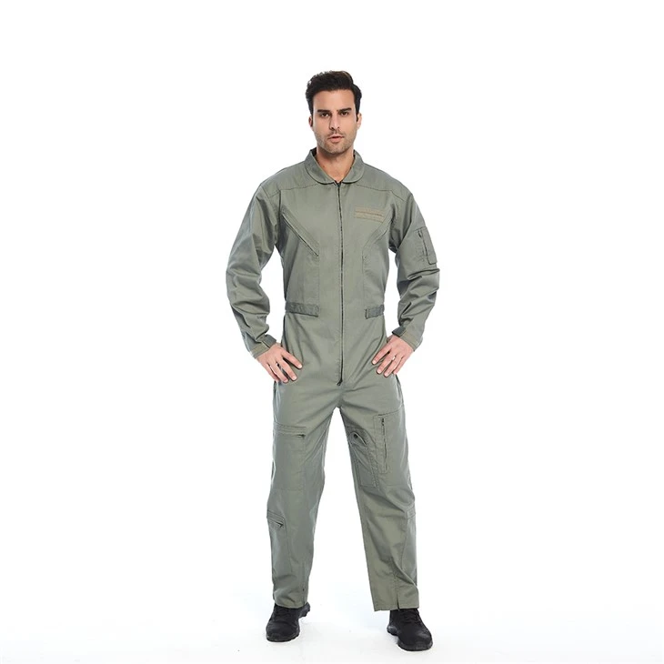 Flight Suit Army Green Zipper Pilot Jumpsuit Industrial Mechanics Work Overall